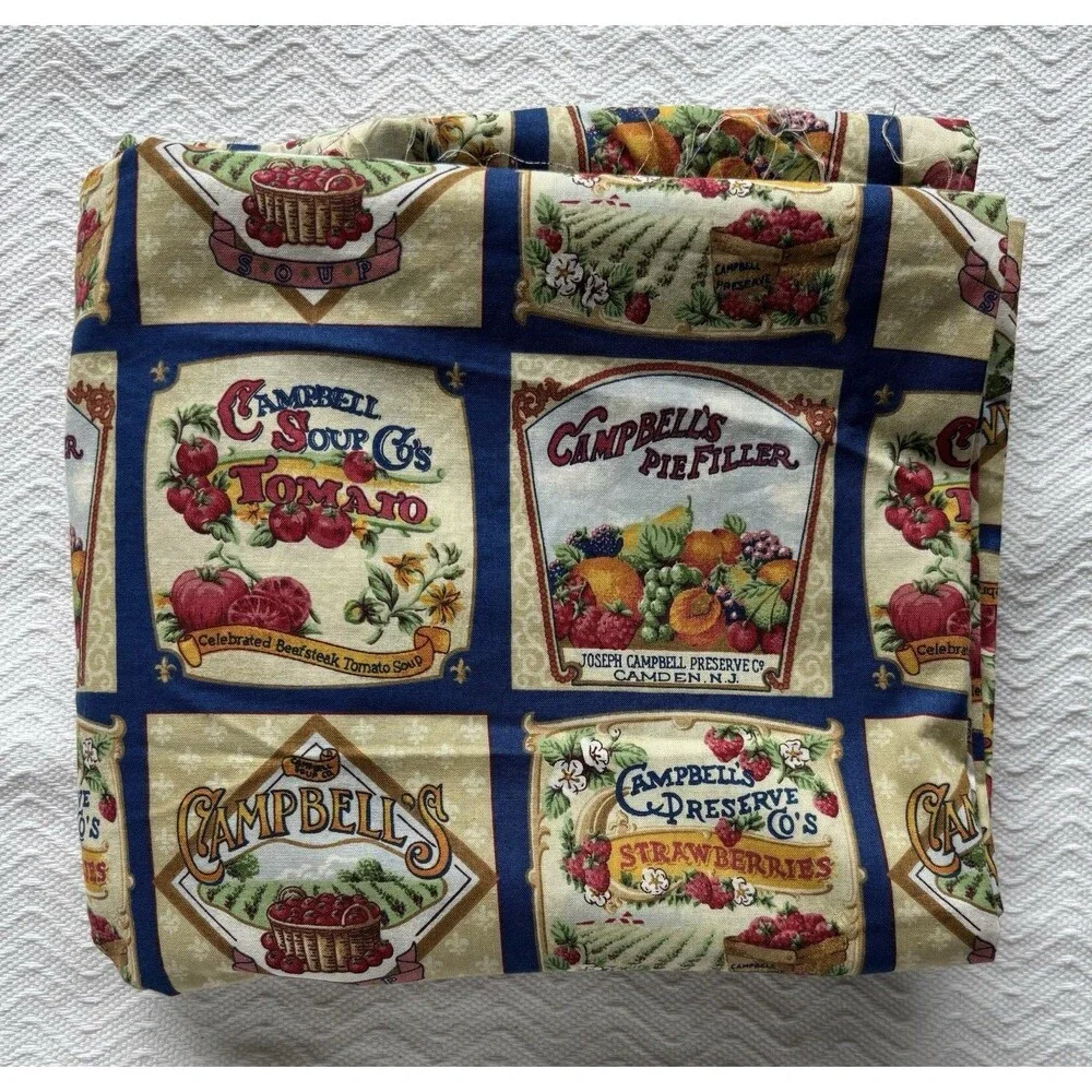 VTG 2001 Campbell Soup Labels Concord Fabrics Cotton Fabric (78x42) 2+ Yards